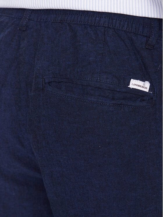 Lindbergh Lindbergh Bavlnené nohavice 30-008003 Modrá Tapered Fit