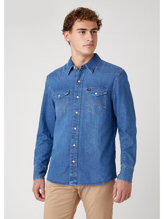 Wrangler Wrangler Koszula 27MW Niebieski Regular Fit