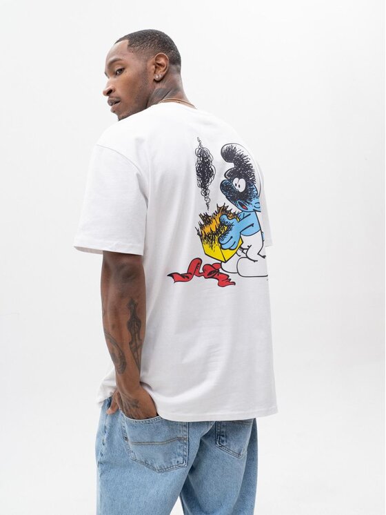 Smerfy Smerfy T-Shirt Koszulka Z Krótkim Rękawem Oversize Męska Biała Smerfy Zgrywus Explosive Suprise L Biały Oversize