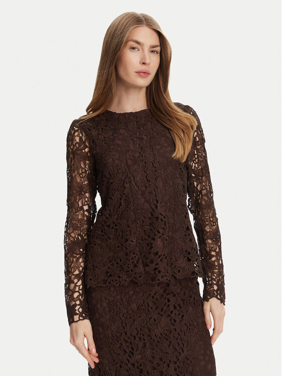 Bruuns Bazaar Bluzka Sago Wini BBW4516 Brązowy Slim Fit