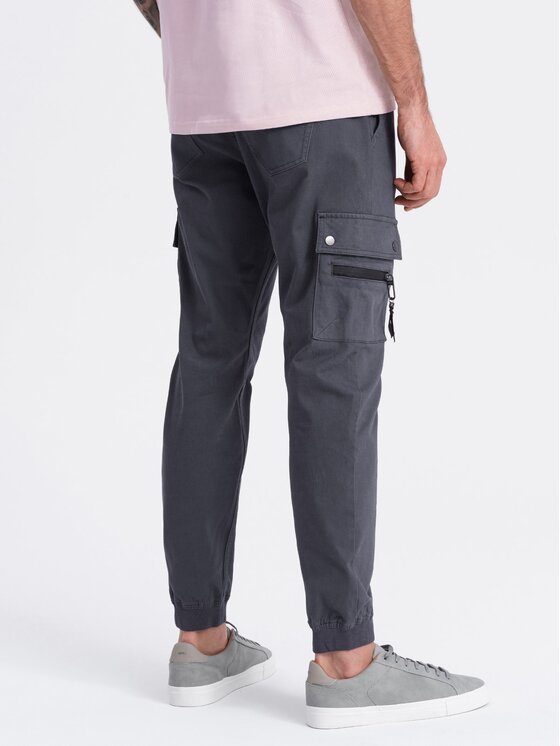 Ombre Ombre Joggers kalhoty OM-PAJO-0125 Šedá Cargo Fit