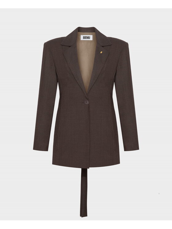 BENU BENU Marynarka Brązowa Brązowy Slim Fit