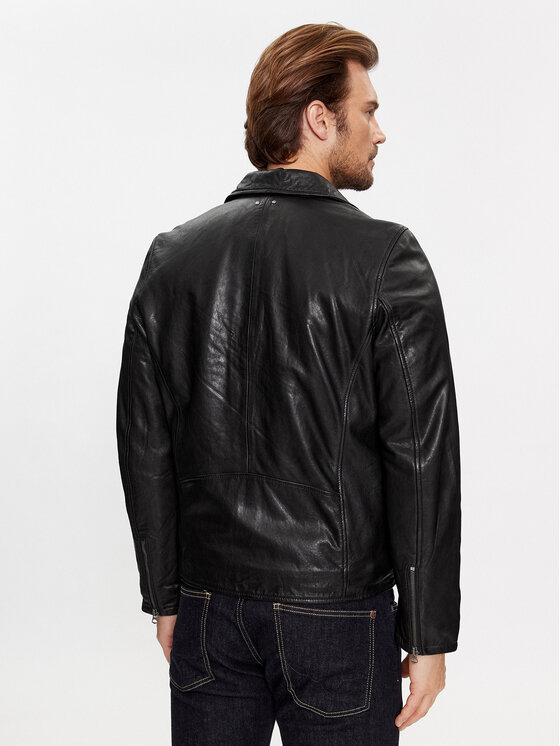 Pepe Jeans Pepe Jeans Ādas jaka Valen PM402881 Melns Regular Fit