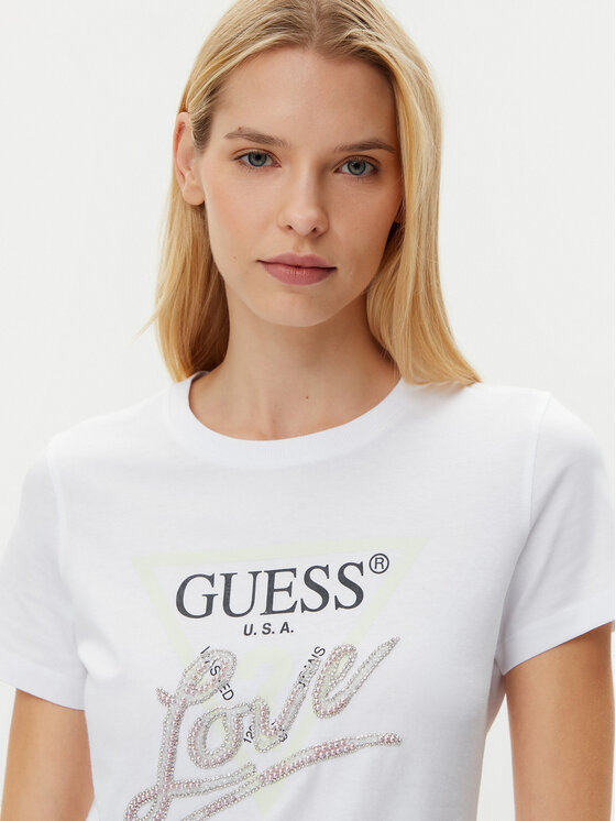 Guess Guess Marškinėliai W5GI05 I3Z14 Balta Regular Fit