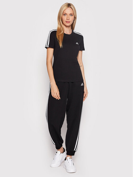 adidas adidas Majica Loungewear Essentials 3-Stripes GL0784 Črna Slim Fit