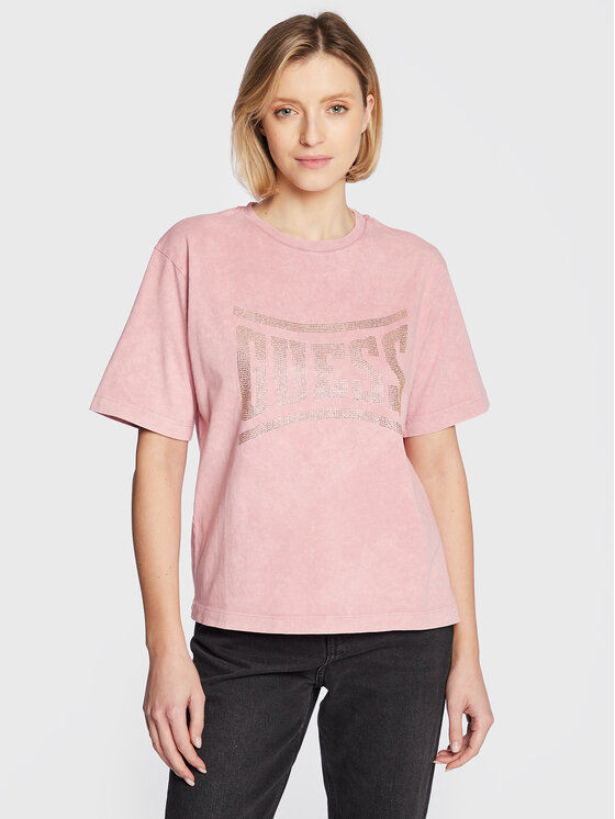 Guess T-krekls W3RI23 K8FQ0 Rozā Relaxed Fit