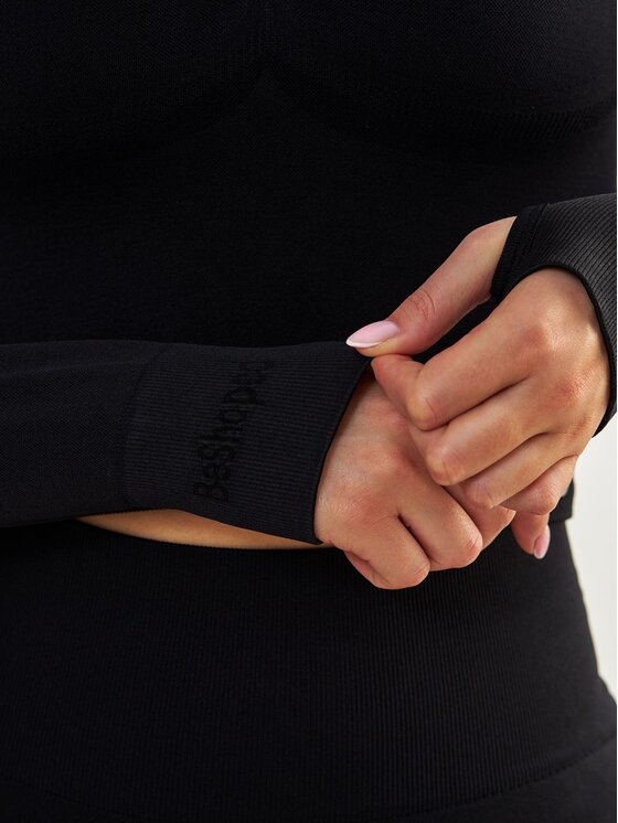 BeShaped BeShaped Longsleeve Sportowy Power Up! Czarny Shaping Fit