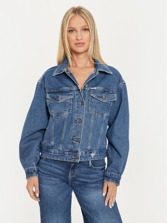 Guess Jeans Guess Jeans Jeansová bunda W4YN56 D5CC3 Tmavomodrá Oversize