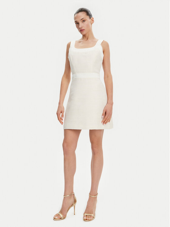 Guess Guess Sukienka codzienna W5GK77 WH610 Écru Slim Fit
