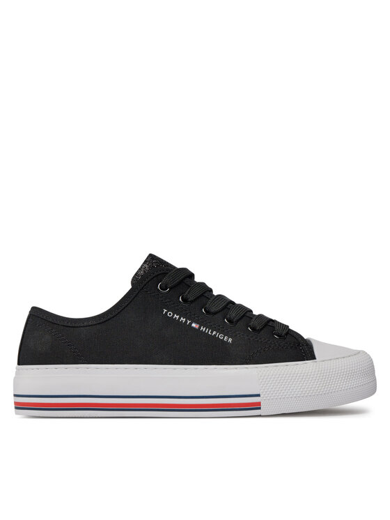 Tommy Hilfiger Plátenky Low Cut Lace-Up Sneaker T3A9-33185-1687 S Čierna