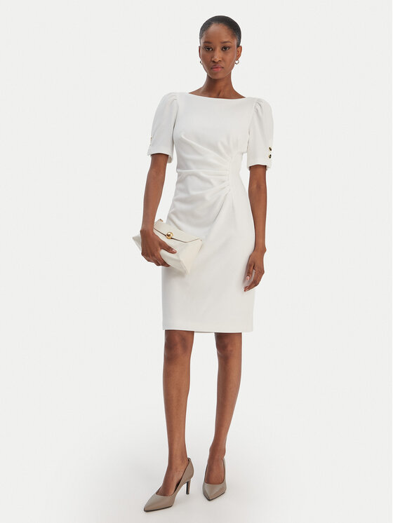 DKNY DKNY Koktejlové šaty DD6A1666 Écru Slim Fit