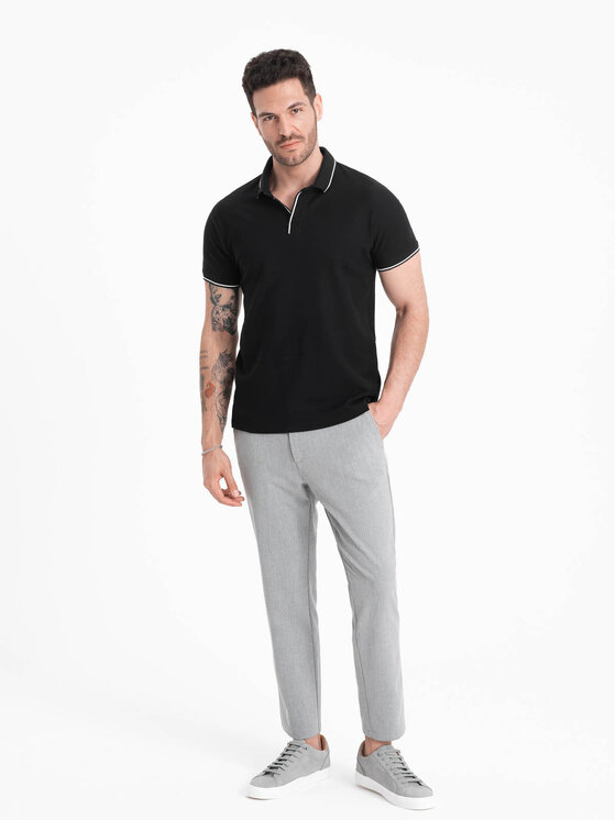 Ombre Ombre Polokošile OM-POSS-0110 Černá Regular Fit