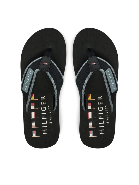 Męskie Japonki Tommy Hilfiger, Rozmiar 43, Czarne, Patch Hilfiger Beach Sandal FM0FM05435