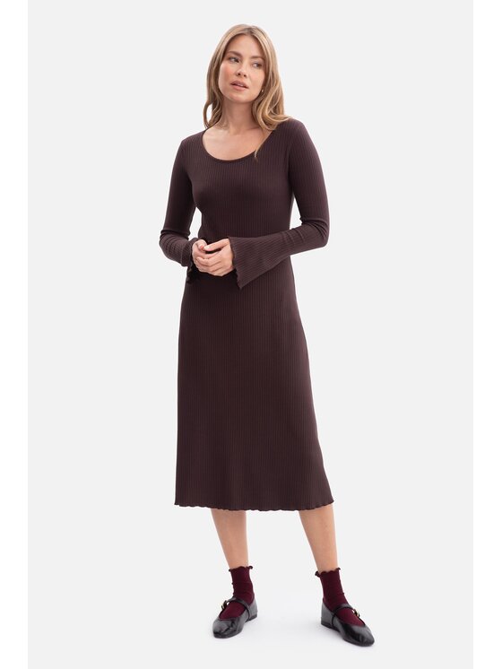 BeWear BeWear Sukienka dzianinowa b308 Brązowy Baggy Fit