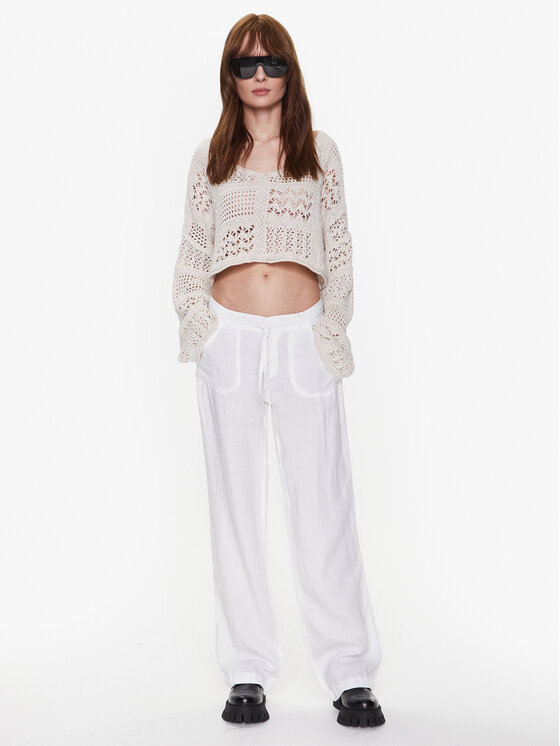 BDG Urban Outfitters BDG Urban Outfitters Παντελόνι υφασμάτινο BDG LINEN FIVE POCKET 76475037 Λευκό