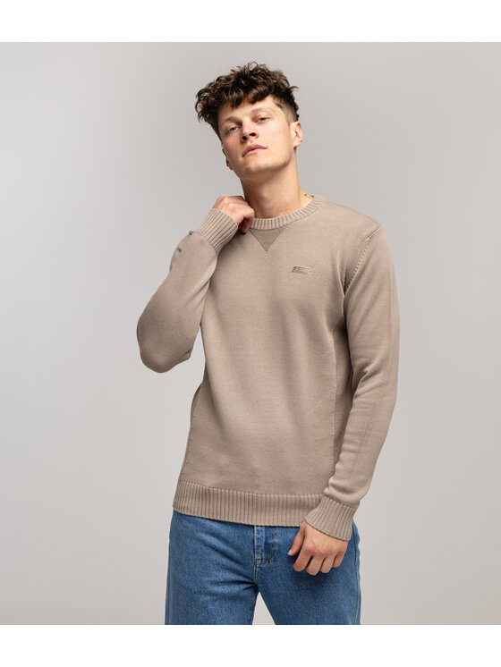 Lee Cooper Lee Cooper Sweter BILL ORGANIC Beżowy Regular Fit
