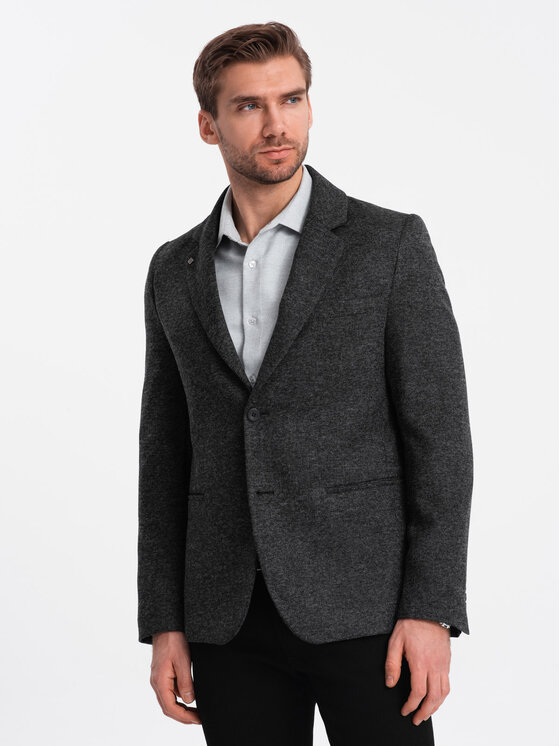 Ombre Ombre Marynarka OM-BLZB-0120 Szary Regular Fit