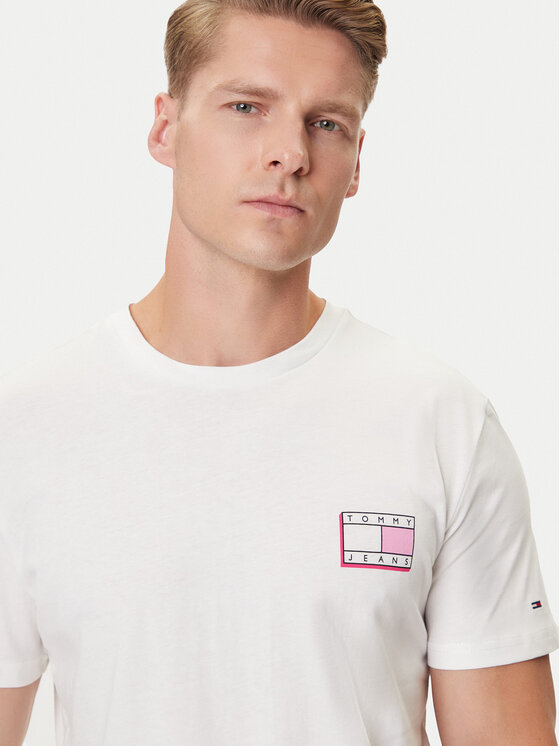 Tommy Jeans Tommy Jeans Tricou Pop Color Flag DM0DM21577 Alb Regular Fit