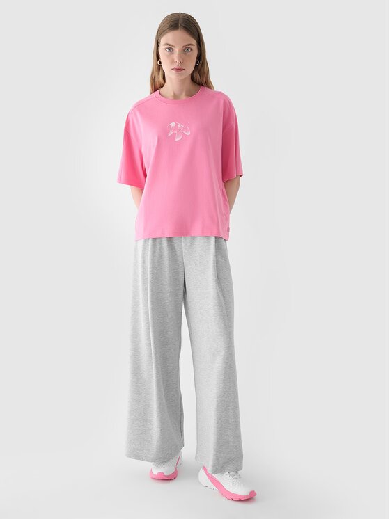 4F 4F T-Shirt 4FRAW24TTSHF2582-54S Różowy Oversize
