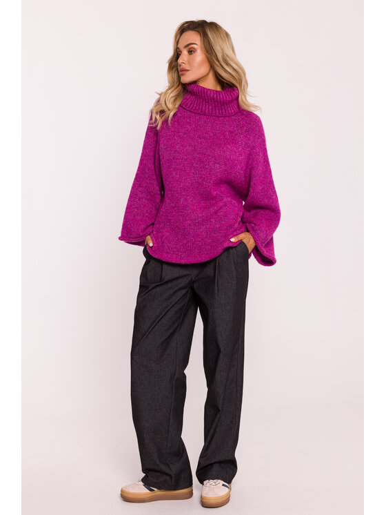 Made of Emotion Made of Emotion Sweter M822 Różowy Baggy Fit