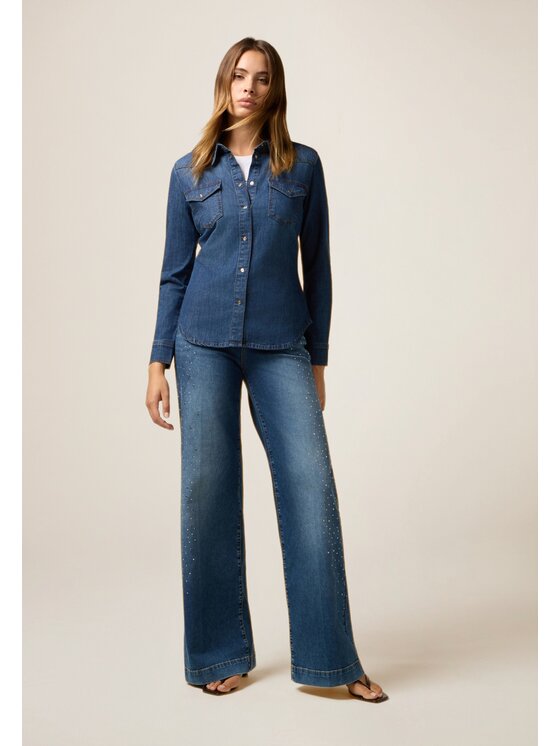 Oltre Oltre Koszula 5642R002998N034 Niebieski Slim Fit