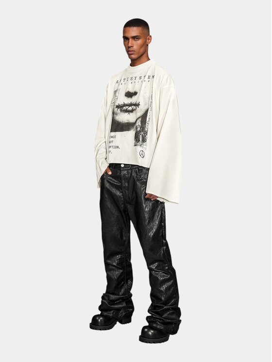 MADE BY SOCIETY MADE BY SOCIETY Longsleeve WIDE FIT - T17705 Biały Basic Fit