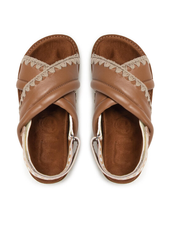 Mou Mou Sandali New Bio # 03 Criss-Cross Upper SW461004C Rjava