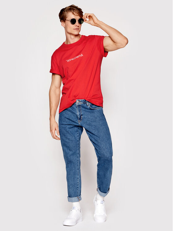 Americanos Americanos T-Shirt America Czerwony Regular Fit