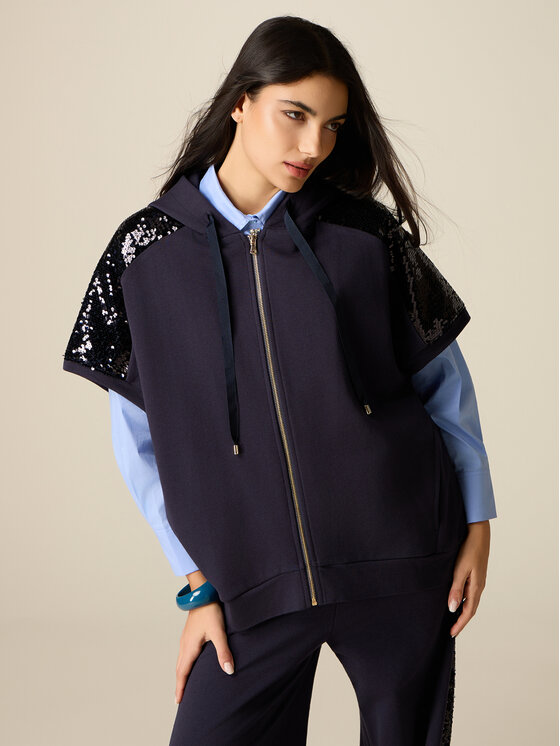 Oltre Oltre Cardigan G870E000323N034 Blu Baggy Fit