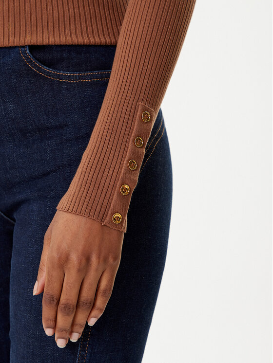Elisabetta Franchi Elisabetta Franchi Krekls ar augstu apkakli MK-11B-56E2-V290 Brūns Slim Fit