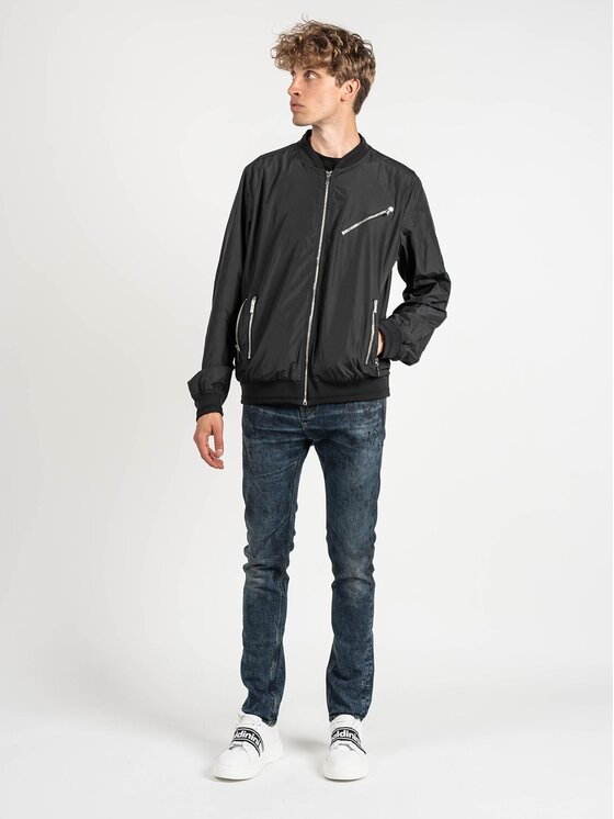 Les Hommes Les Hommes Bunda pro přechodné období LKO102 250U | Light Weight Nylon Bomber with Multiple Zips Černá Regular Fit