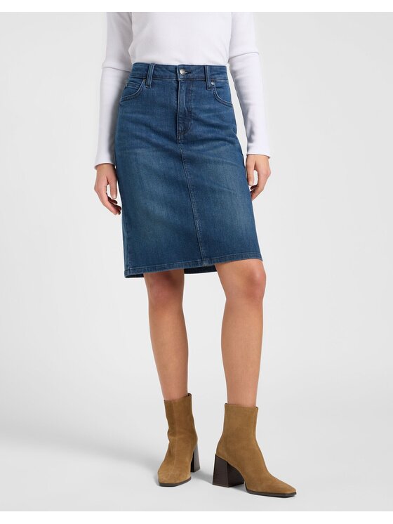 Lee Lee Koszula MIDI SKIRT Niebieski Regular Fit