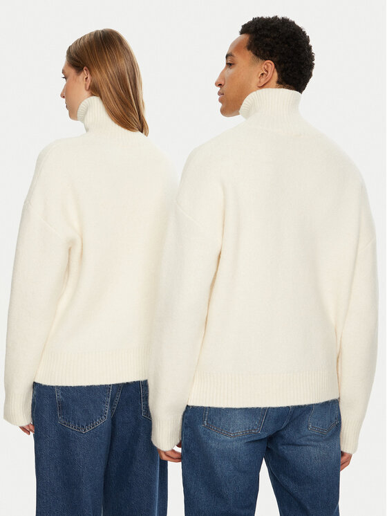 AMI PARIS AMI PARIS Rollkragenpullover SPUKS425.KN0032 Écru Relaxed Fit
