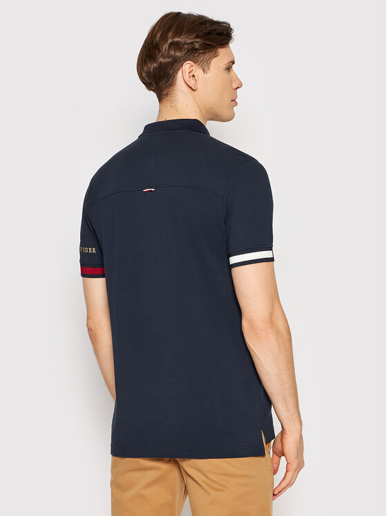 Tommy Hilfiger Poloshirt Icon Flag MW0MW23961 Dunkelblau Slim Fit  