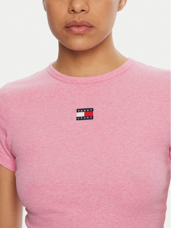 Tommy Jeans Tommy Jeans T-krekls DW0DW20463 Rozā Slim Fit