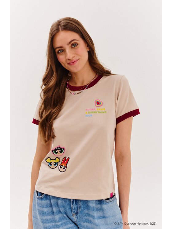 NAOKO NAOKO Tričko Girl Power Béžová Regular Fit