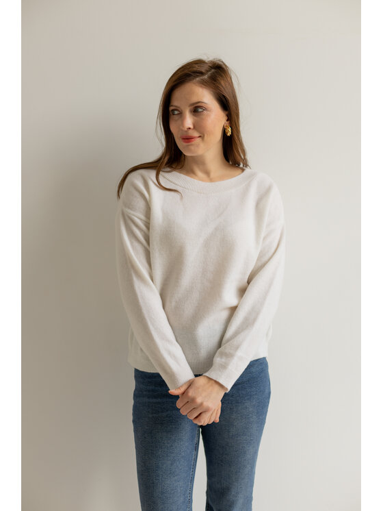 Sweter Entelier, Rozmiar 36/38, Écru, dekolt łódka