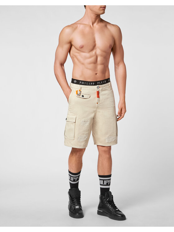 PHILIPP PLEIN PHILIPP PLEIN Pantaloncini di jeans 5179 Beige Regular Fit