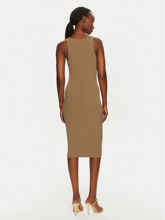 MICHAEL Michael Kors MICHAEL Michael Kors Pletena obleka MT482IL33D Rjava Slim Fit