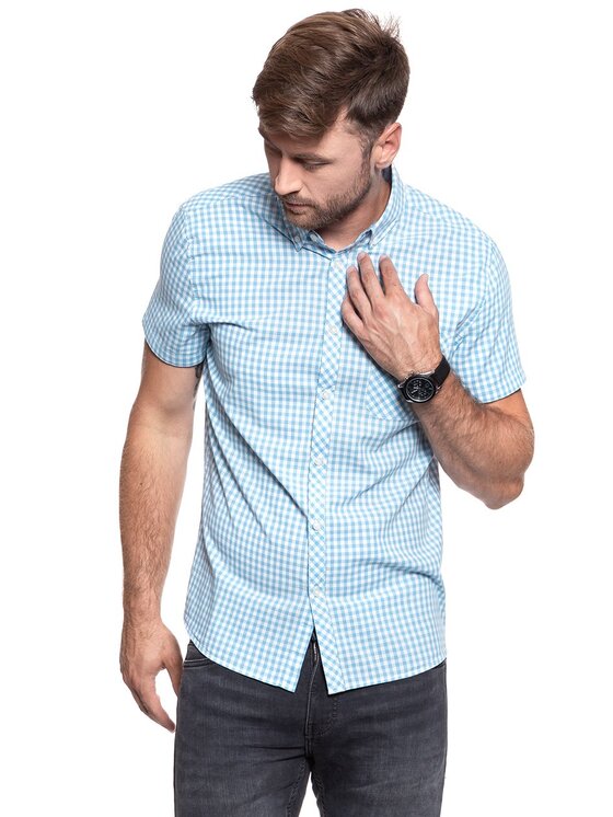 Mustang Mustang Camicia 1/2SLV_1/P_BD Blu Slim Fit