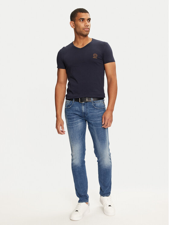 Versace Versace Majica AUU01004 1A1001 Mornarsko modra Regular Fit