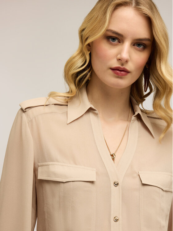 Motivi Motivi Camicia 5022Q000927N002 Crema Regular Fit