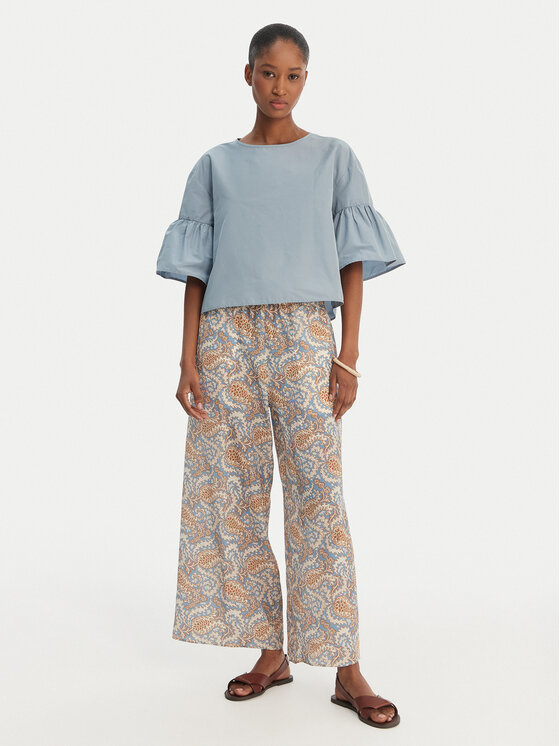 Weekend Max Mara Weekend Max Mara Pantaloni culotte Nirvana 2615131132 Albastru celest Loose Fit