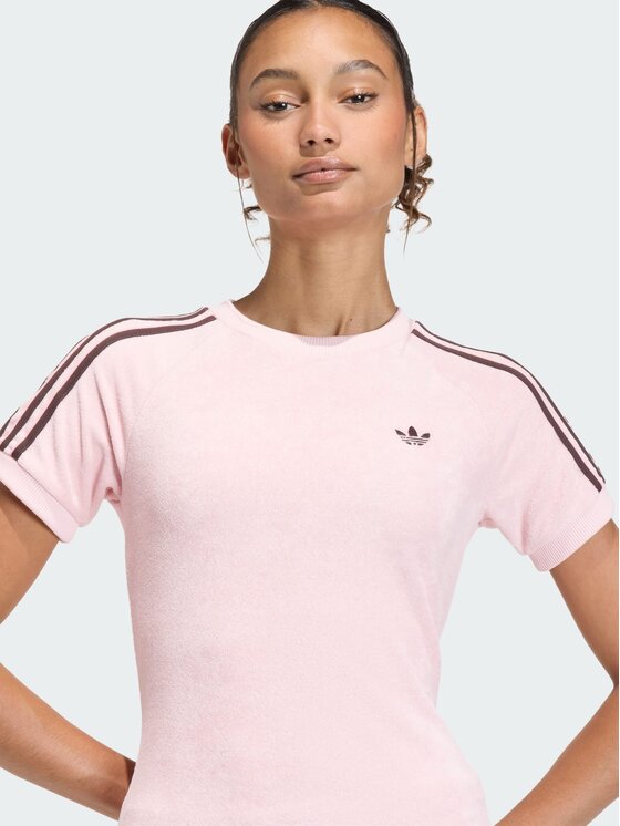 adidas adidas T-Shirt TERRY TOWEL CALI TEE Różowy Slim Fit