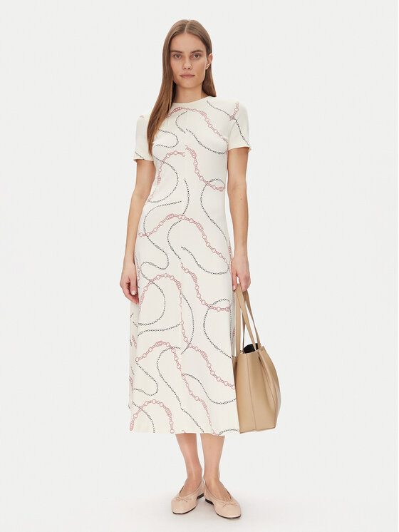 Tommy Hilfiger Tommy Hilfiger Rochie de zi Modern F&F Midi Dress WW0WW44547 Alb Regular Fit