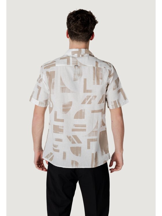Antony Morato Antony Morato Camicia HONOLULU REGULAR STRAIGHT FIT WITH LOGOED METAL BADGE Beige Regular Fit