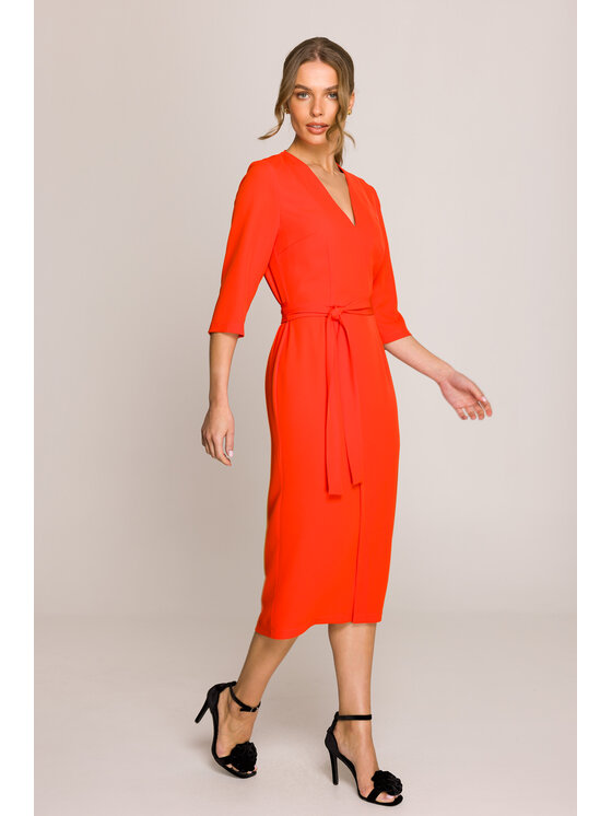 Stylove Stylove Sukienka wieczorowa S396 Pomarańczowy Premium Fit