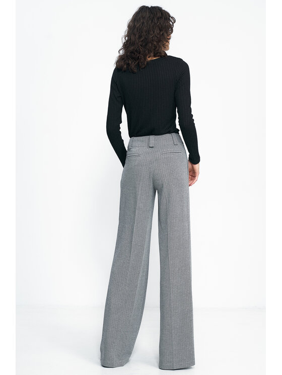 NIFE NIFE Kalhoty z materiálu SD82 Černá Wide Leg