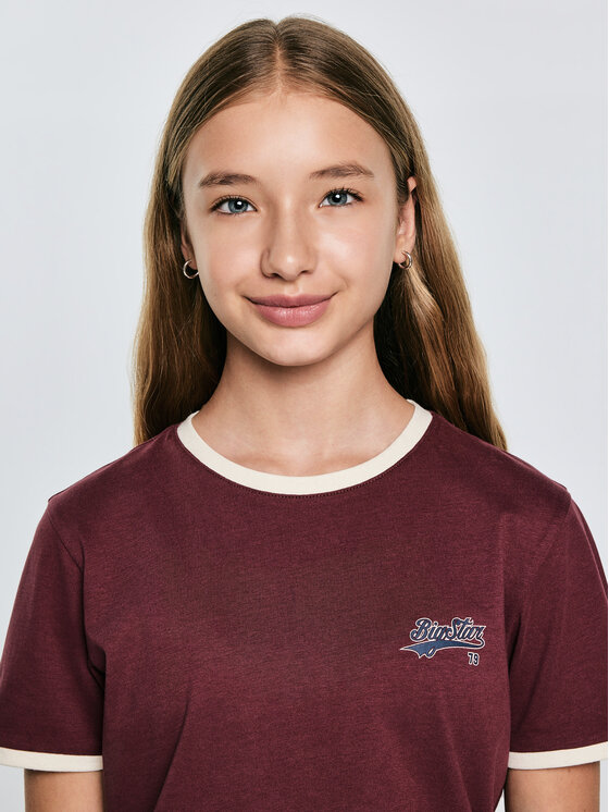 BIG STAR BIG STAR T-Shirt KOLA Bordowy Basic Fit