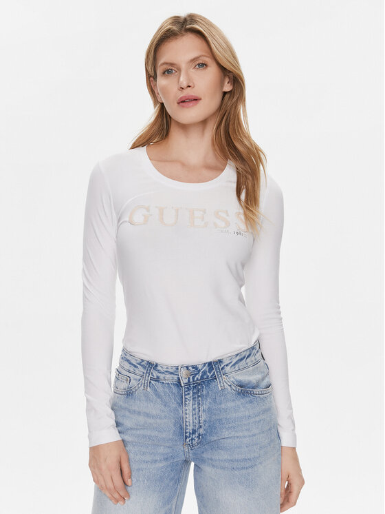 Guess Blūze W4RI76 J1314 Balts Slim Fit